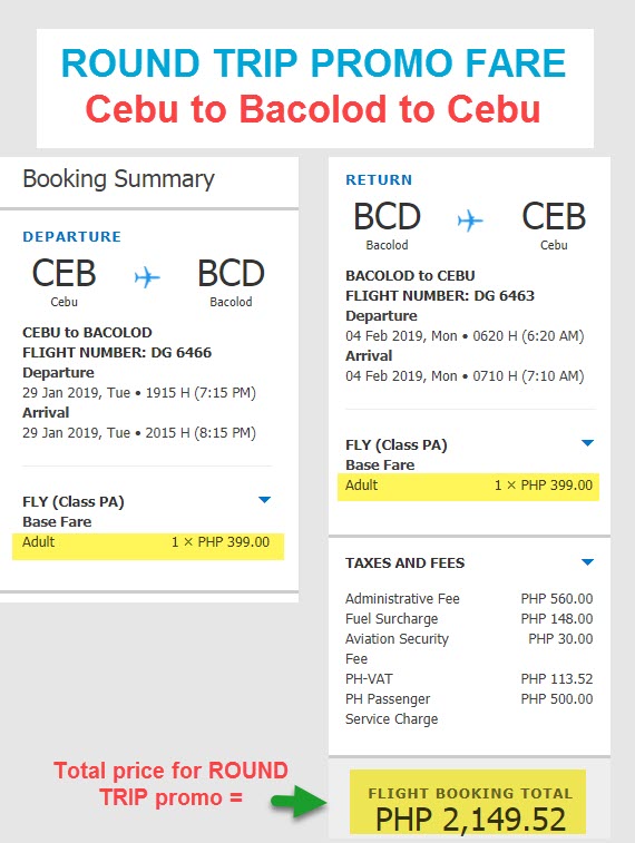 round trip ticket cebu pacific